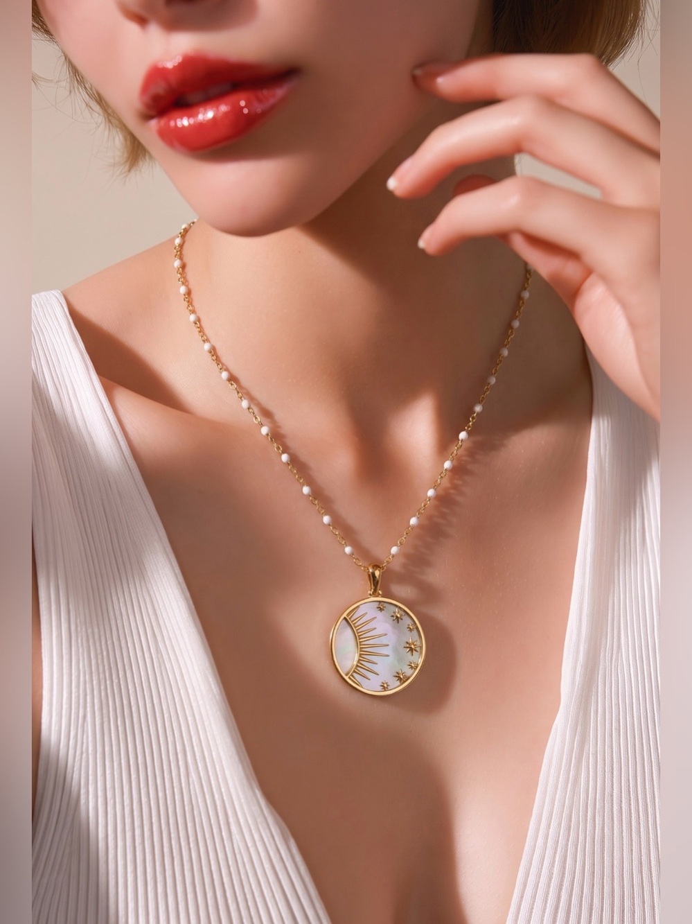 Awe Inspired Celestial Mother of Pearl necklace